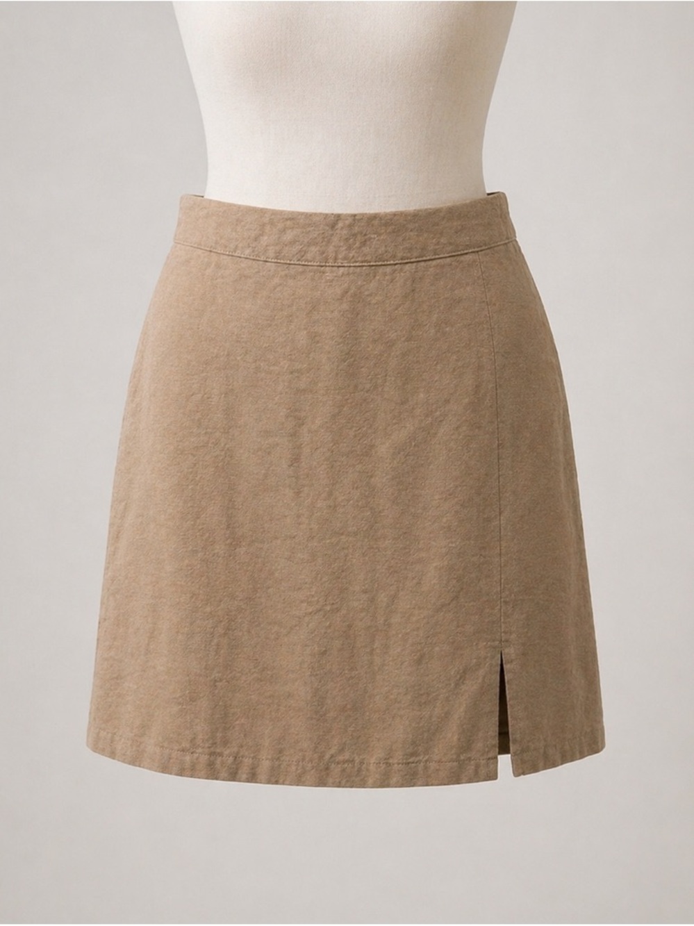 entro Tan A-Line Mini Skirt with Side Slit